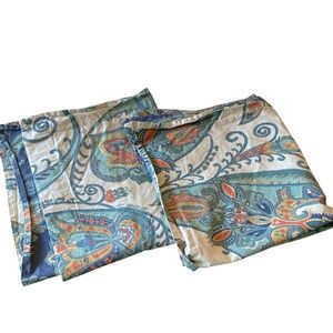 Pottery Barn Paisley Print Pillowcase Pillow Cover Set  23x28 Blues Green Orange